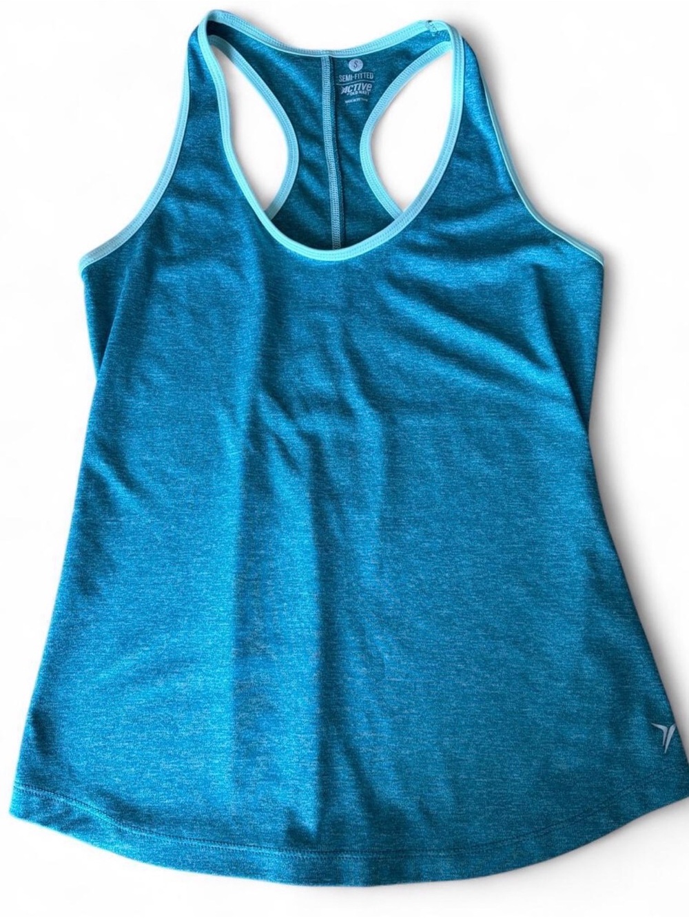Women’s workout tank top semi fitted turquoise racerback size small